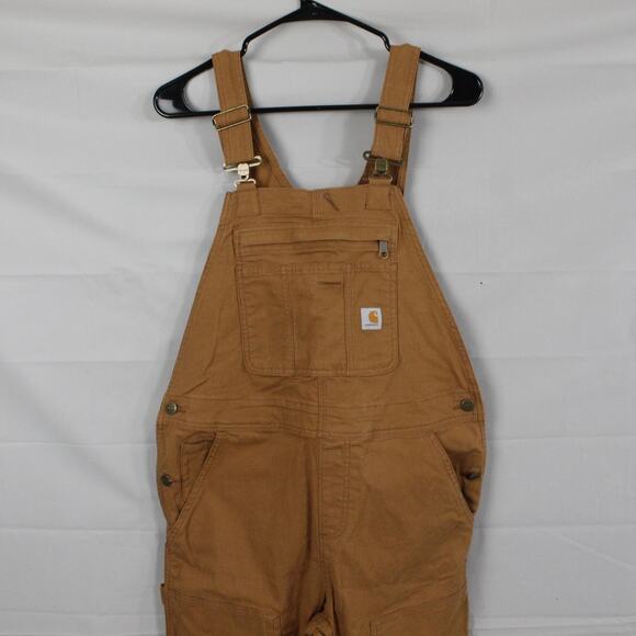 Carhartt Overalls Womens XS Brown Loose Fit Duck Canvas Bib Workwear Carpenter - Picture 3 of 12